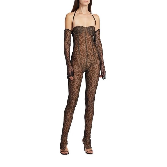 LaQuan Smith Lace Halter Long Sleeve Jumpsuit - Picture 3 of 8
